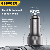 ESSAGER ES-CC21 12V-24V 36W PD3.0 45W Chargeur rapide pour téléphone portable USB C Chargeur de voiture Type C Adaptateur de chargeur de voiture USB-C