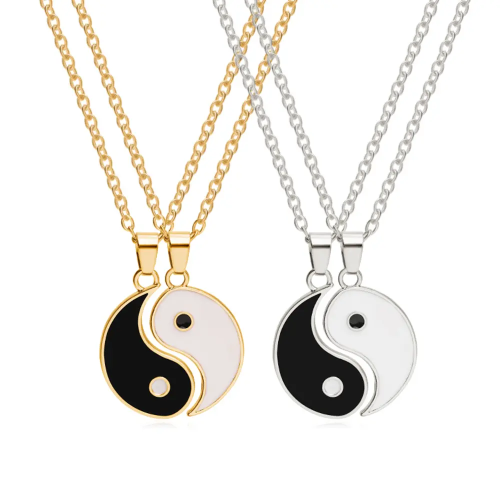 Tai Chi Necklace Trendy Yin Yang Pendant Puzzle Piece Necklace For Couple Friends Choker Jewelry Gifts Valentine's Day Necklace