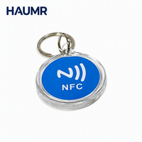 Étiquettes RFID HAUMR 13,56 MHz avec logo personnalisé, mini porte-clés NFC étanche, étiquette intelligente en PU pour contrôle d'accès et entrée de porte