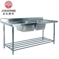 Diskon besar stainless steel mangkuk ganda wastafel dapur merakit meja wastafel