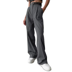<span class=keywords><strong>Pantalon</strong></span> décontracté taille haute pour <span class=keywords><strong>femme</strong></span> 2025, grande taille, coupe ample, collection automne, fermeture éclair, jambe large, devant plat, anti-boulochage - Product Image 3
