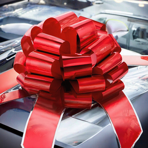 Custom Curlie <b>Bow</b> Satin <b>Red</b> Luster Woven Gift Ribbon Decorative <b>Bow</b> for Car or Present Wrapping - Product Image 3