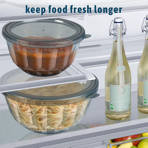 Cute Crystal Glass Mixing Bowls Set <b>Large</b> Salad Bowls Lids Dishwasher Safe Storage <b>Bins</b> for Cooking Baking Prepping - Product Image 4