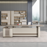 Escritorio de Oficina de Alta Gama en Forma de L, Antiarañazos, Liso, Ordenado y Elegante, con Muebles de Almacenamiento para Gerentes y Jefes