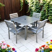 Ensemble de salle à manger carré en aluminium pour patio, résistant aux intempéries, table et chaises pour jardin, hôtel, villa