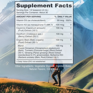 Gotas líquidas de alta calidad de pimienta de Cayena, espino, remolacha, cúrcuma, vitamina K2+D3 para el apoyo inmunológico, energía y antioxidantes. - Product Image 5