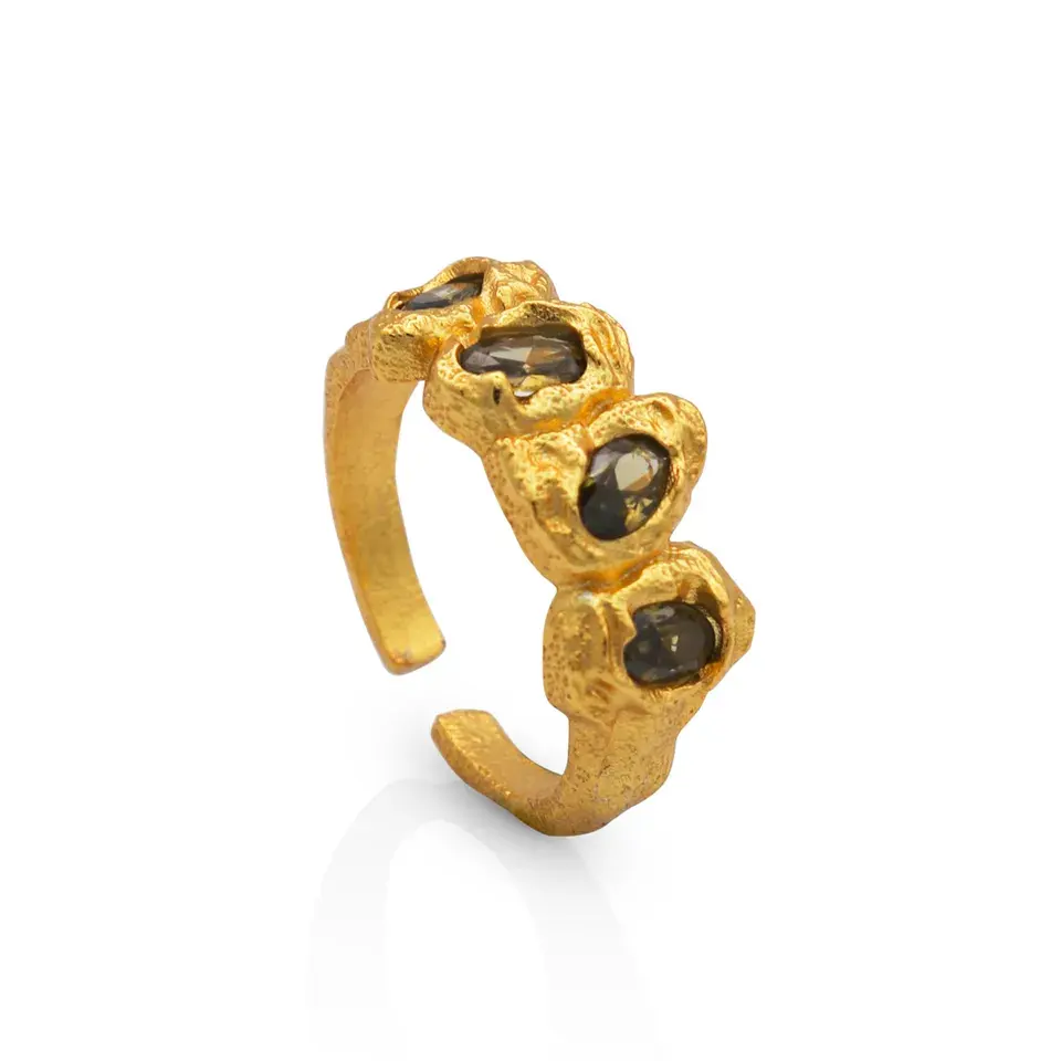 Chris April 18k позолоченные винтажные античные кольца с драгоценными камнями 925 ювелирные изделия из стерлингового серебра
