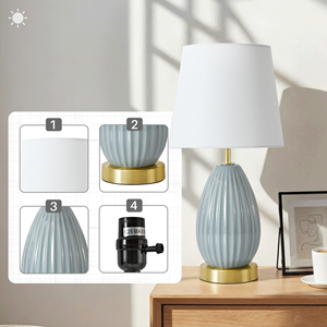 <b>Table</b> <b>Lamp</b> Set Of 2 18 Inch Ceramic <b>Base</b> With E26 Socket For Bedroom Living Room Nightstand - Product Image 6