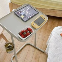 Table d'appoint mobile pour ordinateur portable, réglable en hauteur, style nordique, couleur crème, simple, avec roulettes, pour chambre, salon, bureau