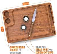 Ensemble cadeau de planches à steak en bois écologiques de qualité supérieure, plateau de service rectangulaire carré moderne et classique pour la cuisine et les fêtes