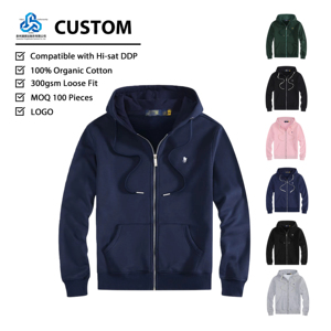 Sweat à capuche surdimensionné en molleton de coton anti-boulochage, couleur unie bleu marine, personnalisable avec logo frontal, idéal pour la randonnée en extérieur et les trajets quotidiens - Product Image 1