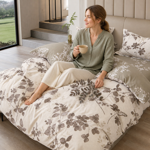 Juego de Ropa de Cama de Lujo con Diseño Moderno de Ramas de Bayas, Envío Directo desde la UE, Edredón de Algodón Verde Salvia 160x200 200x220 200TC, Envío desde Polonia - Product Image 2