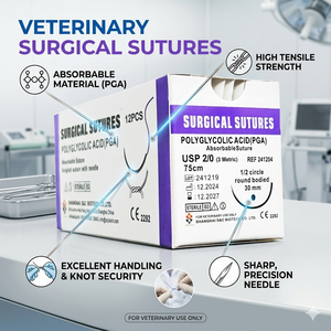 Hilo Quirúrgico Veterinario Estéril de Poliglactina 910, Vicryl, Nylon, Seda y PGA, Calibres 3-0, 4-0, 5-0, 75cm, <span class=keywords><strong>para</strong></span> Práctica Clínica - Product Image 3