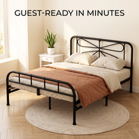 Base de Cama de Hierro Forjado Estilo Nórdico Minimalista, Plataforma Metálica Simple y Elegante, Resistente y Ahorradora de Espacio, Mueble para Dormitorio o Apartamento