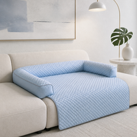 Protège-lit pour animaux de compagnie rafraîchissant pour l'été, en lin, avec éponge haute densité, portable, doux, avec rabat de protection étendu, antidérapant, lavable, vente en gros OEM