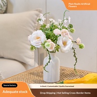 Bouquet de roses artificielles en soie faites à la main, fleurs artificielles, décoration de la maison ou décoration de mariages et d'événements, fête des mères