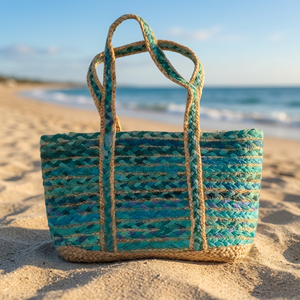 Nouveaux produits phares : Paniers de rangement en jute tressée, écologiques, en tissu recyclé, durables, marque 10F, assortiment fabriqué en Inde - Product Image 5