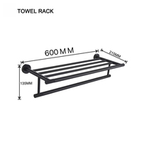 Support mural noir mat pour serviettes de bain, barre porte-serviettes, porte-rouleau de papier toilette, crochets à vêtements, brosse WC, anneau porte-serviettes, accessoires de salle de bain