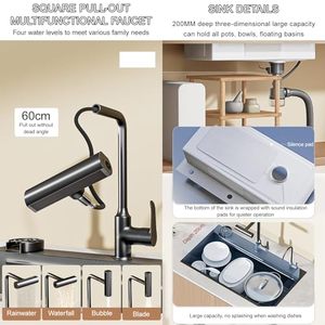 Trung Quốc Nhà máy hiện đại lớn duy nhất gắn kết bồn rửa nhà bếp Vòi tổ ong dày thép không gỉ ba lỗ với pull out vòi - Product Image 4