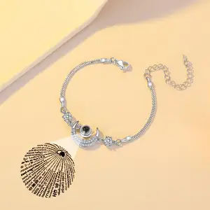 Индивидуальный Регулируемый Детский браслет с проекцией тенниса, браслет из драгоценных камней в форме Луны, женские браслеты на заказ, оптовая продажа