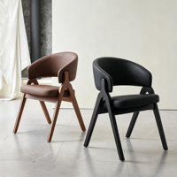 Fauteuil de salle à manger en bois massif de style italien, design minimaliste moderne nordique, dossier personnalisable, rembourrage doux, utilisation domestique