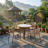 Ensemble de mobilier de salle à manger d'extérieur moderne et durable Meiqi, résistant aux intempéries, en rotin, pour cour, jardin, terrasse, table et 4 chaises, hôtel, parc