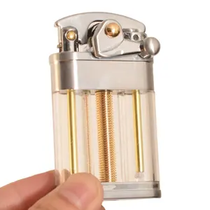 Briquet kérosène Transparent Double poubelle à huile culbuteur rebond Visible Transparent coupe-vent briquet