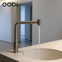 Robinet de cuisine moderne en acier inoxydable à poignée unique avec douchette extractible pour évier