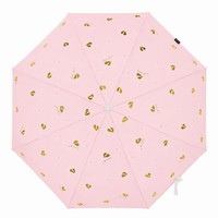 Mini parapluie pliant avec poignée en bambou, 190T Pongee, 8 baleines, revêtement noir, protection anti-UV, cadeau de voyage pour femme