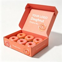 Cajas de Papel para Donuts con Logotipo Personalizado, Material Reciclable, Venta al por Mayor, Empaque Reciclable para Galletas, Caja para Llevar Donuts para Tiendas