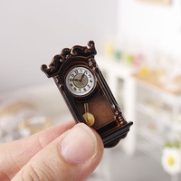 Mainan jam dinding gaya Vintage, mainan Mini 1:12 menit, rumah boneka Ob11 Diy