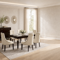 Ensemble de salle à manger de luxe en bois massif, style néoclassique postmoderne européen, une table et six chaises, table à manger rectangulaire