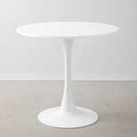 Table basse ronde moderne Space Tulip avec plateau en verre et base en métal noir, meubles de salon, petite table pour appartement