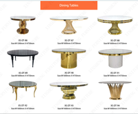 Table de salle à manger ronde de luxe en acier inoxydable doré pour événements de mariage et hôtels