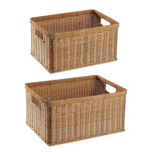 Maßgefertigte Rattan-Box Brotkorb Mit Leinenbeutel Waschkorb Wäschekorb Staubschutz Schwarz Weiß - Product Image 1
