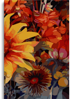 Pintura por Números de 3 Paneles para Adultos, Kit de Pintura al Óleo Digital DIY de 3 Piezas con Paisaje de Girasoles Brillantes, para Regalo