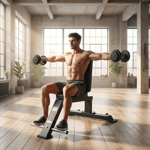 <span class=keywords><strong>Banc</strong></span> <span class=keywords><strong>de</strong></span> <span class=keywords><strong>musculation</strong></span> avancé pour exercices assis avec dossier vertical à 90 degrés pour une isolation intensive des <span class=keywords><strong>biceps</strong></span> et un renforcement des épaules - Product Image 3