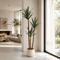 Plante artificielle Yucca moderne personnalisée en PE, toucher réel, 3 tiges, pour décoration de salon, plante d'intérieur en pot