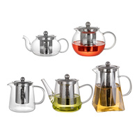 Infuseur en acier borosilicate avec infuseur bouilloire en or résistant à la chaleur théière en verre à feuilles mobiles théière pour le camping