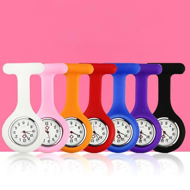 Candy Color Silicone Clip Nurse Doctor Pocket Watch Jelly Watch New Fashion Jewelry for Women Kids Gift Nurse Pin Watch
