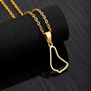 Thời trang Barbados bản đồ Cờ biểu tượng Mặt dây chuyền vòng cổ rỗng Barbados bản đồ Vòng cổ thép không gỉ nóng bán đơn giản hợp thời trang 6 cái - Product Image 6