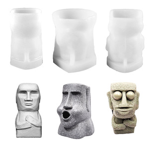 Molde de Silicona <span class=keywords><strong>para</strong></span> Velas con Forma de Roca de Yeso, Figura de Moái, Cara de <span class=keywords><strong>Hombre</strong></span>, Molde <span class=keywords><strong>para</strong></span> Aromaterapia, Estatua de Concreto, Resina Epoxi, en Venta - Product Image 3