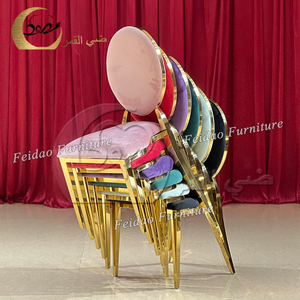 Chaise de banquet de luxe en acier inoxydable doré avec pieds en X pour salle de réception de mariage - Product Image 2
