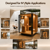 Cabine de sauna préfabriquée, sauna intérieur modulaire de luxe, design moderne en bois et verre pour usage résidentiel et commercial
