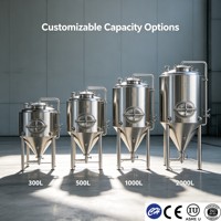 Tanque de Fermentación de Alcohol y Licores de Acero Inoxidable con Camisa de Enfriamiento, Equipo de Destilación de Cerveza Controlado por PLC, 200L-1000L