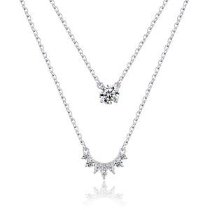 Collana a Doppio Strato in Argento Sterling 925 con Pendente in Zirconia Cubica per Donna, Gioielli alla Moda, Vendita all'Ingrosso - Product Image 1