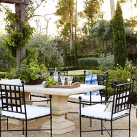 Fauteuil de jardin en fer forgé de style moderne du milieu du siècle, écologique, imperméable, avec siège en métal