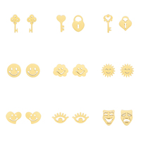 Panic Buying Boucles d'oreilles en acier inoxydable plaqué or 18 carats Cloud Smiley Face pour filles