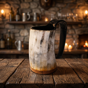 Handmade Modern Natural Shape Buffalo Horn <b>Mugs</b> Tankard Folk Art Collectible Durable Waterproof Food Grade Beer Drinking Latest - Product Image 1