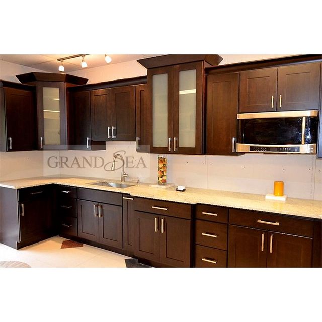 Professional One-Stop Multiple Design Complete Modern Dark Colors Modular Kitchen Furniture Solid Wood Kitchen Cabinet Sets
